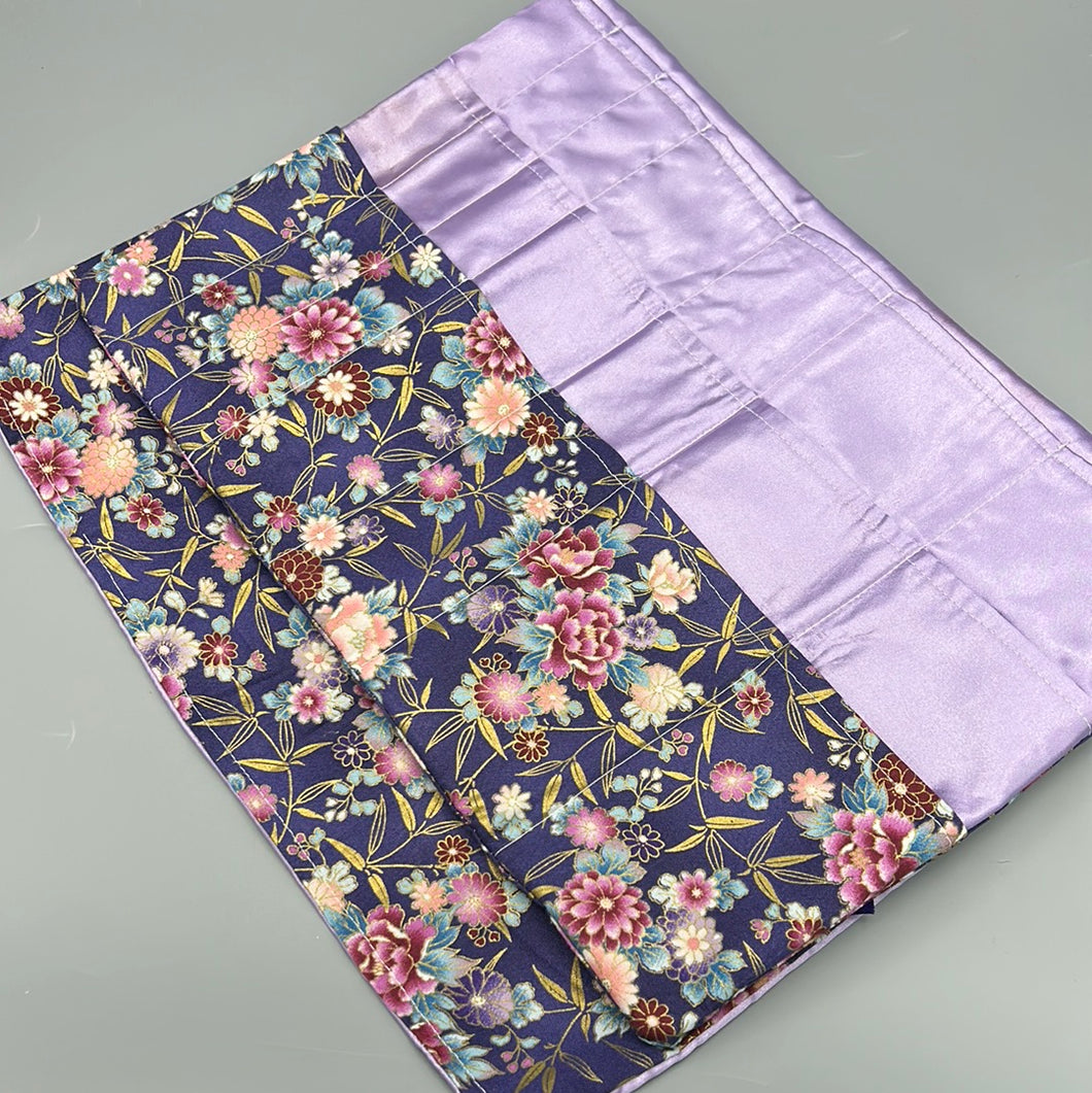 Knitting Needle Roll: Purple Floral